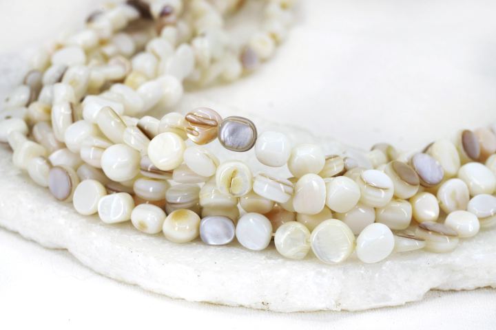 8mm Asymmetric Flat Round Shell Beads