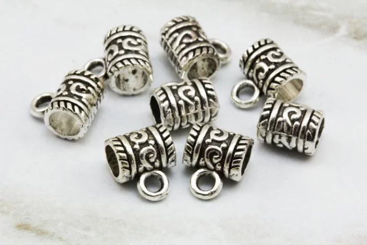 Antique Silver Colour Bail Link Charm Holders