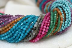 2mm Faceted Round Natural Stone Beads