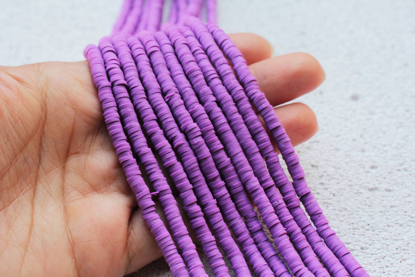 lilac-purple-heishi-disc-fimo-beads