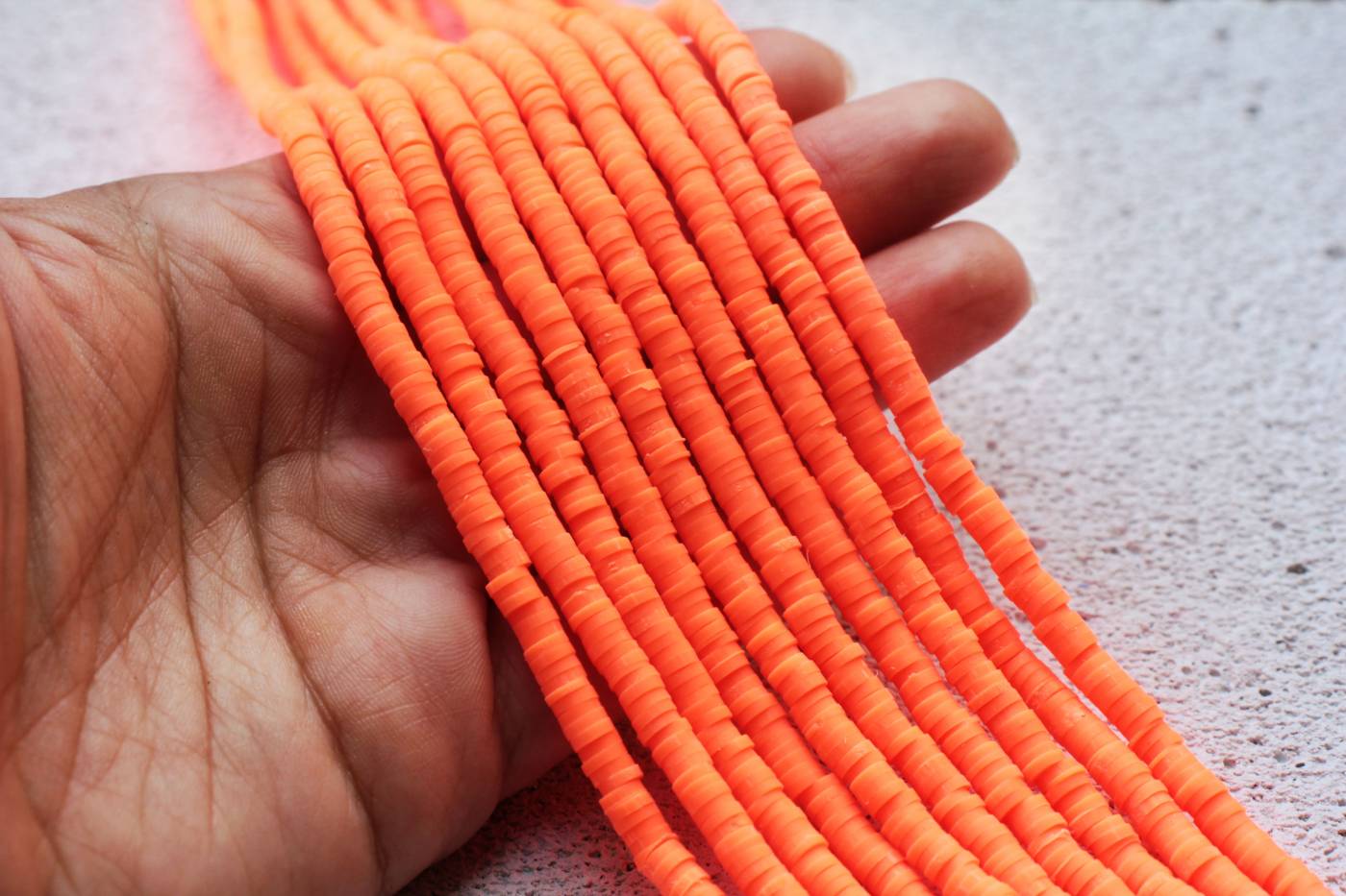 neon-orange-heishi-disc-surfer-beads