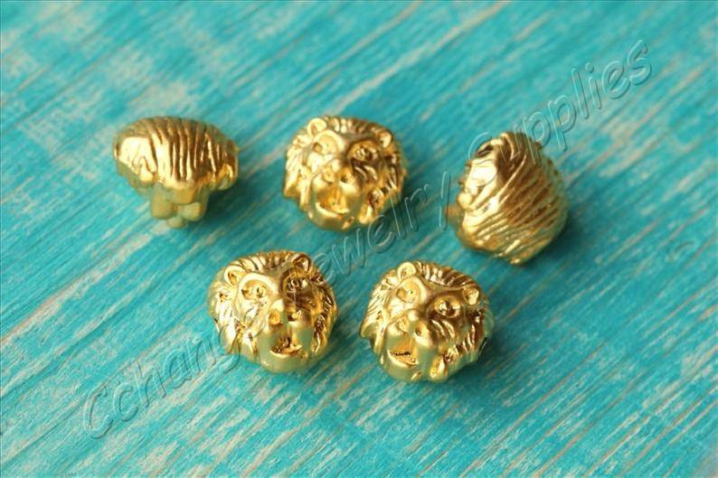 gold-plated-metal-lion-head-charms