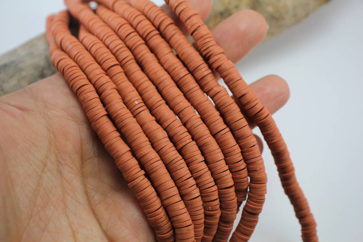 6mm Cinnamon Brown Heishi Disc Beads