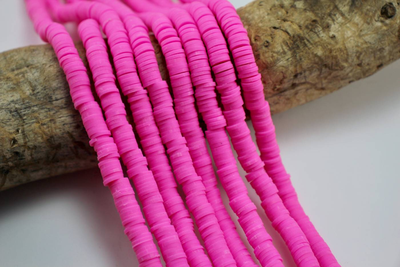 1 Strand, 4mm, Heishi Beads, Environmental Handmade Polymer Clay Beads,  Disc/Flat Round in Hot Pink shades