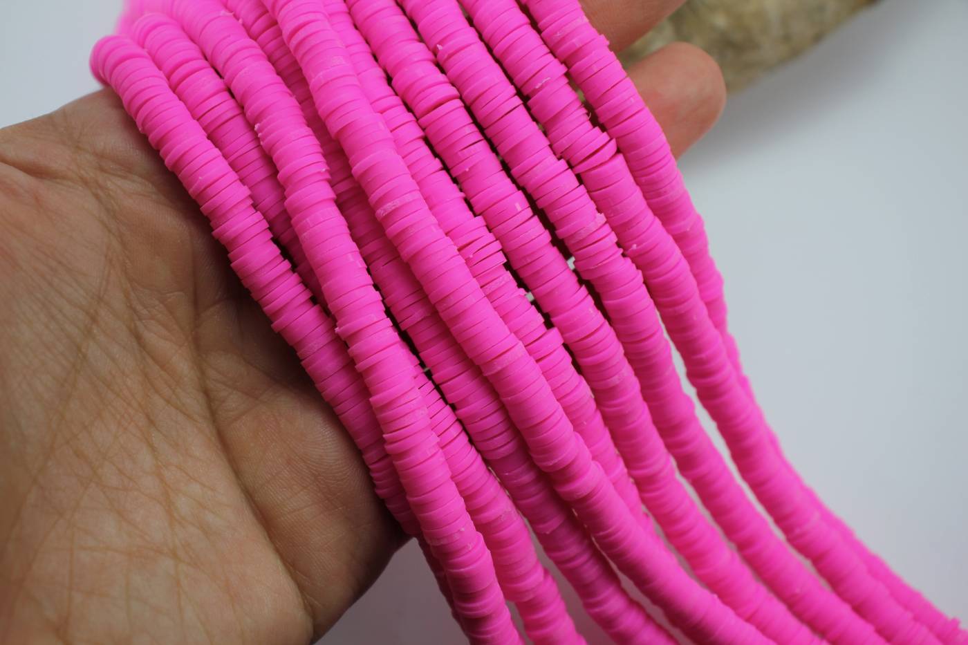 6mm Dark Hot Pink Heishi Disc Beads