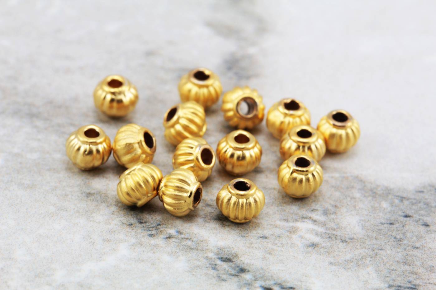 4mm Gold Plated Rondelle Spacer Bead, Brass Tiny Beads 15 Pcs/Gpy