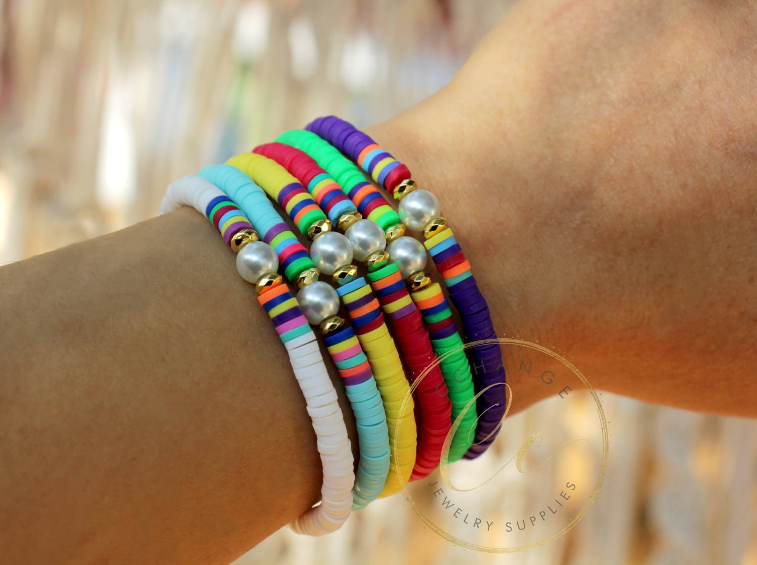 glass-pearl-multicolor-heishi-elastic-bracelet