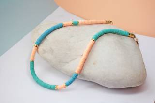 multi-color-heishi-beaded necklace