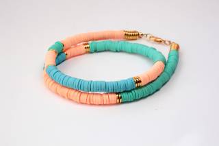 multi-color-heishi-beaded necklace