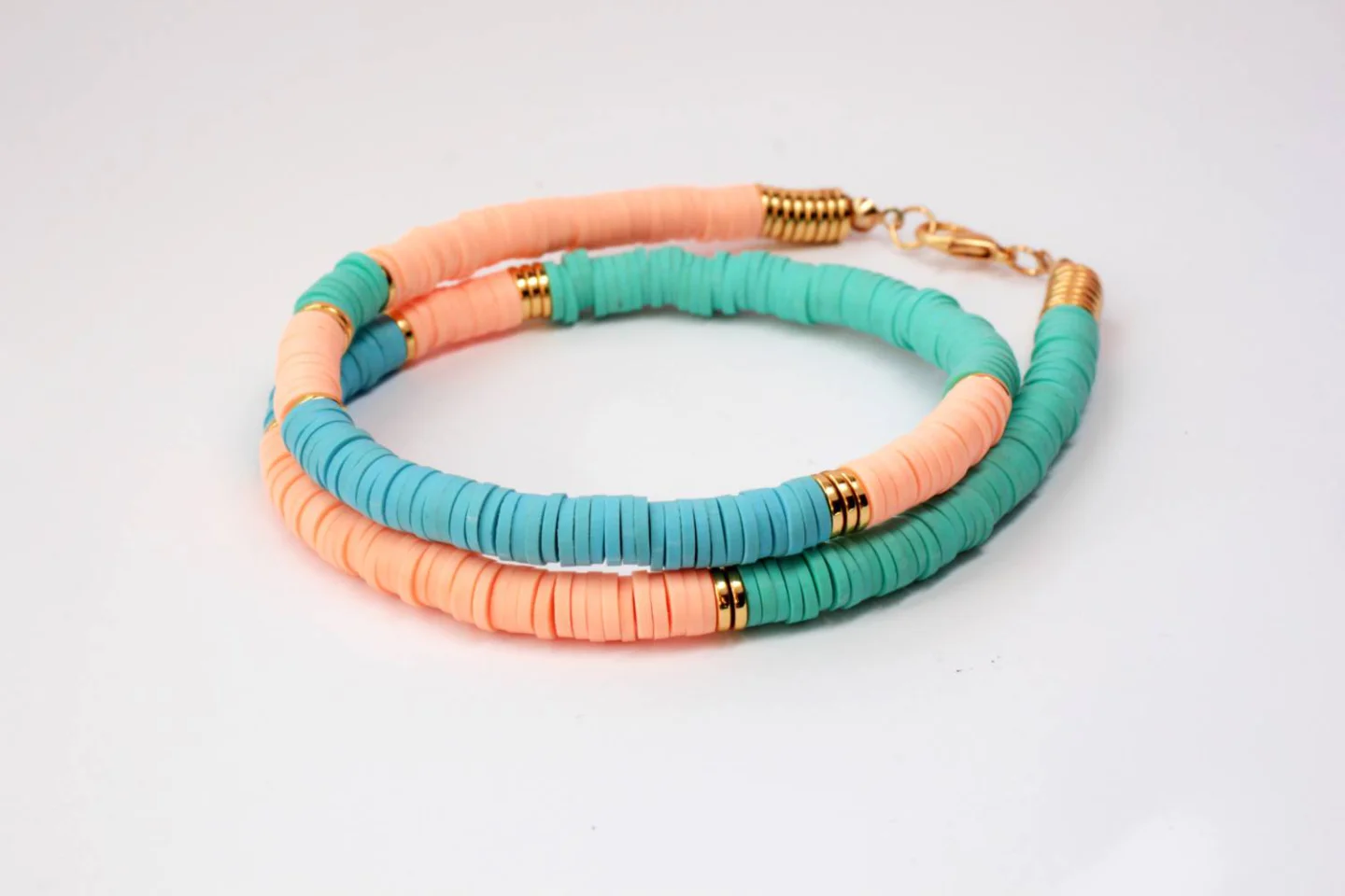multi-color-heishi-beaded necklace.