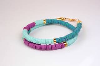 multi-color-heishi-beaded necklace