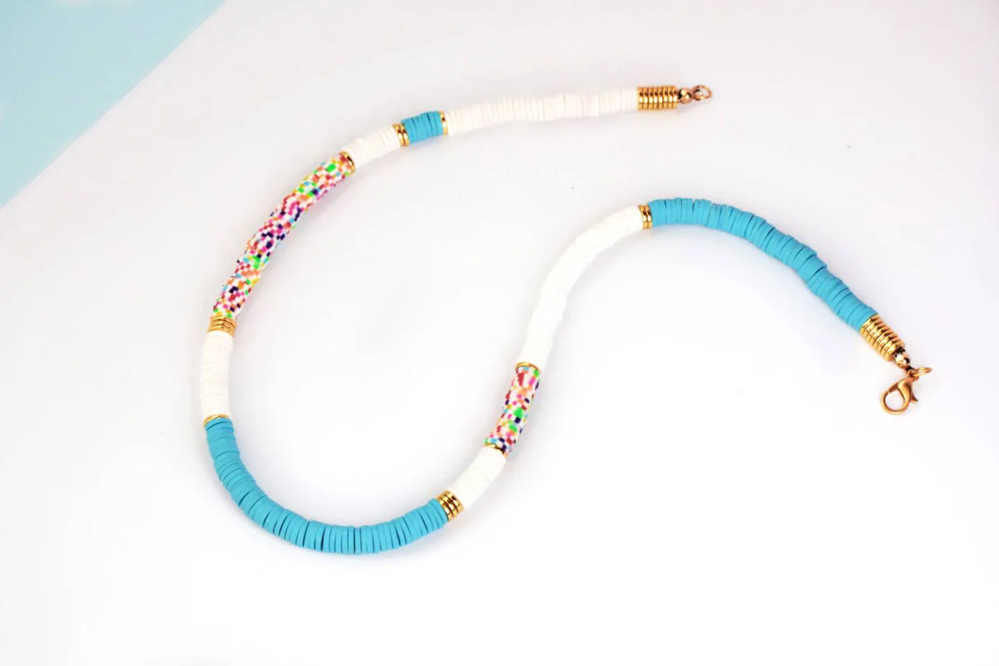 multi-color-heishi-beaded necklace.