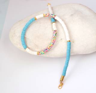 multi-color-heishi-beaded necklace