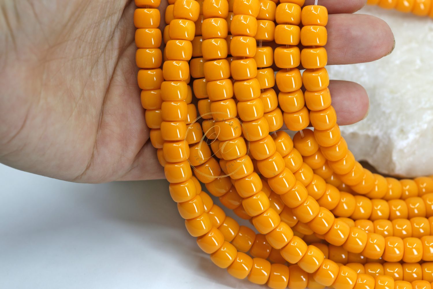 8mm-barrel-orange-glass-beads