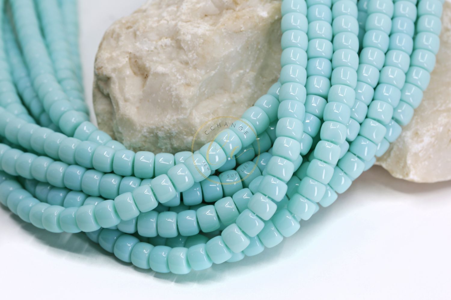 turquoise-barrel-glass-beads