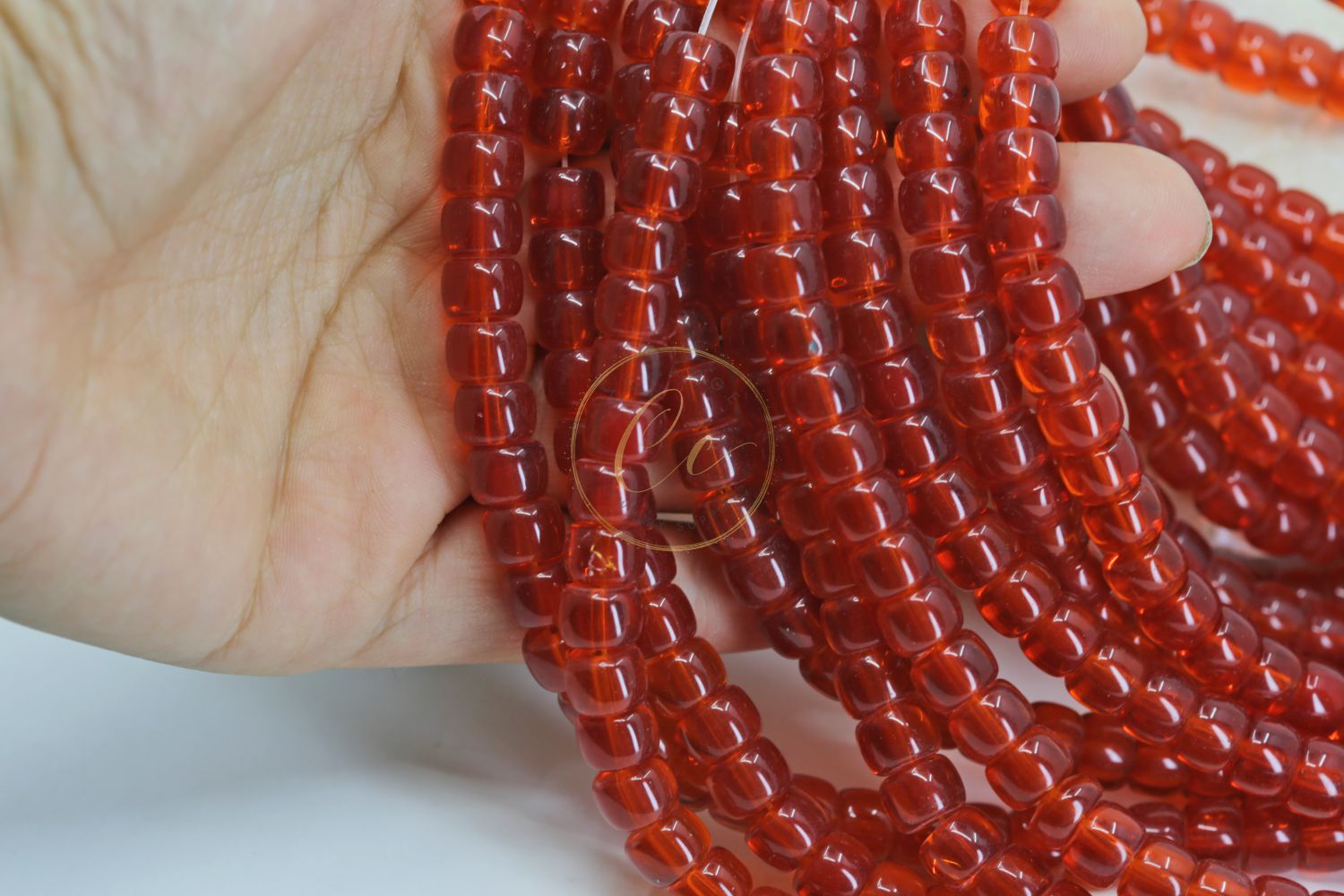 red-orange-barrel-glass-beads