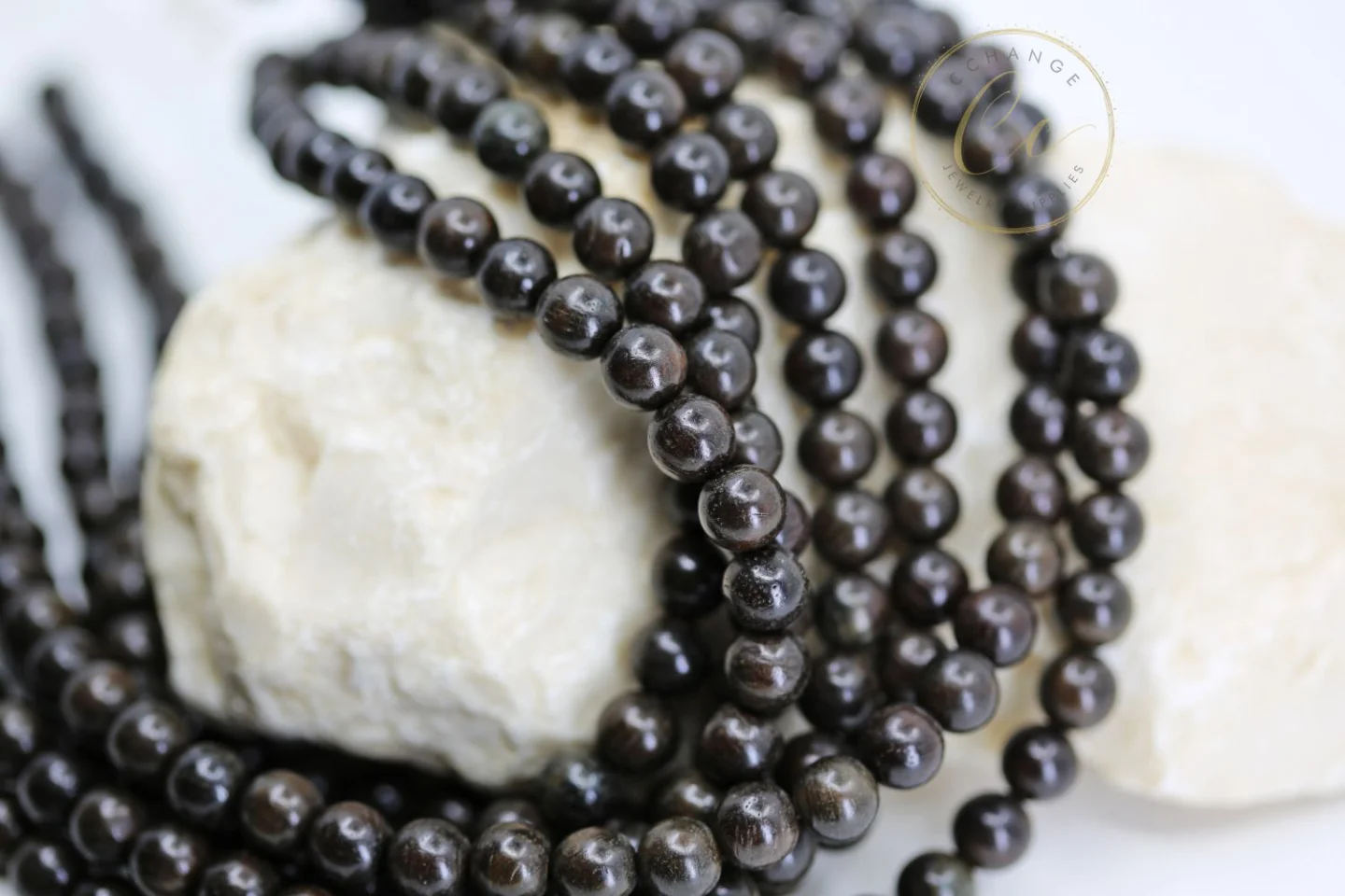 8mm Ebony Natural Wood Beads