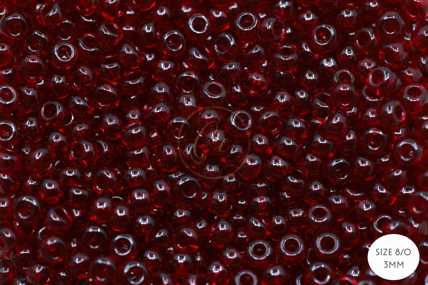 2mm translucent crimson red glass seed beads, 50g – Charms Galore