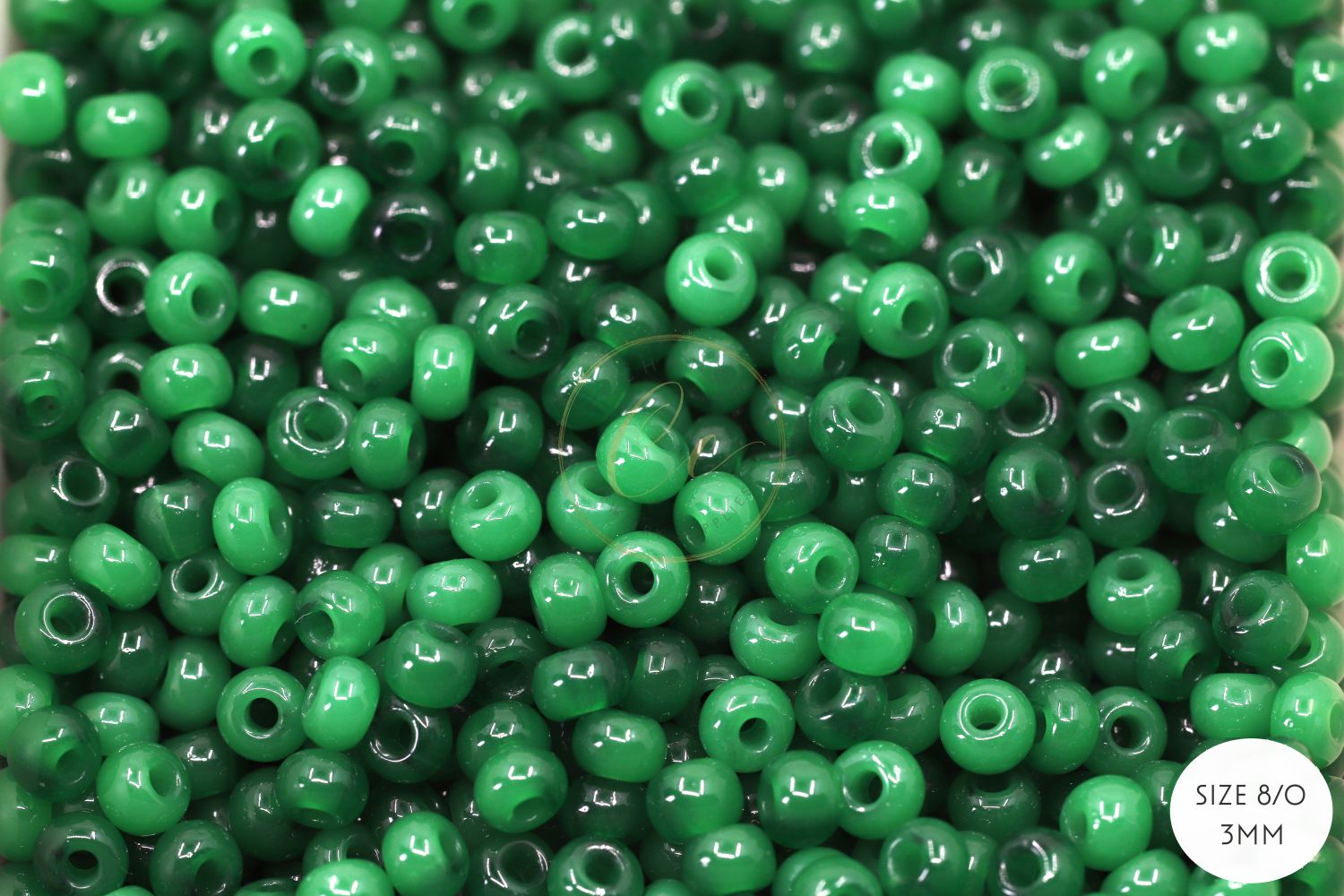 Size 8 Jade Green Glass Seed Beads