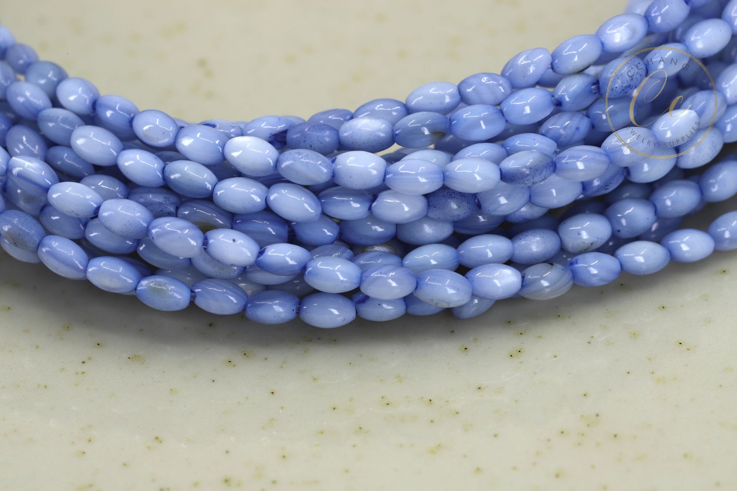 5mm x 3mm Lilac Blue Rice Shell Beads