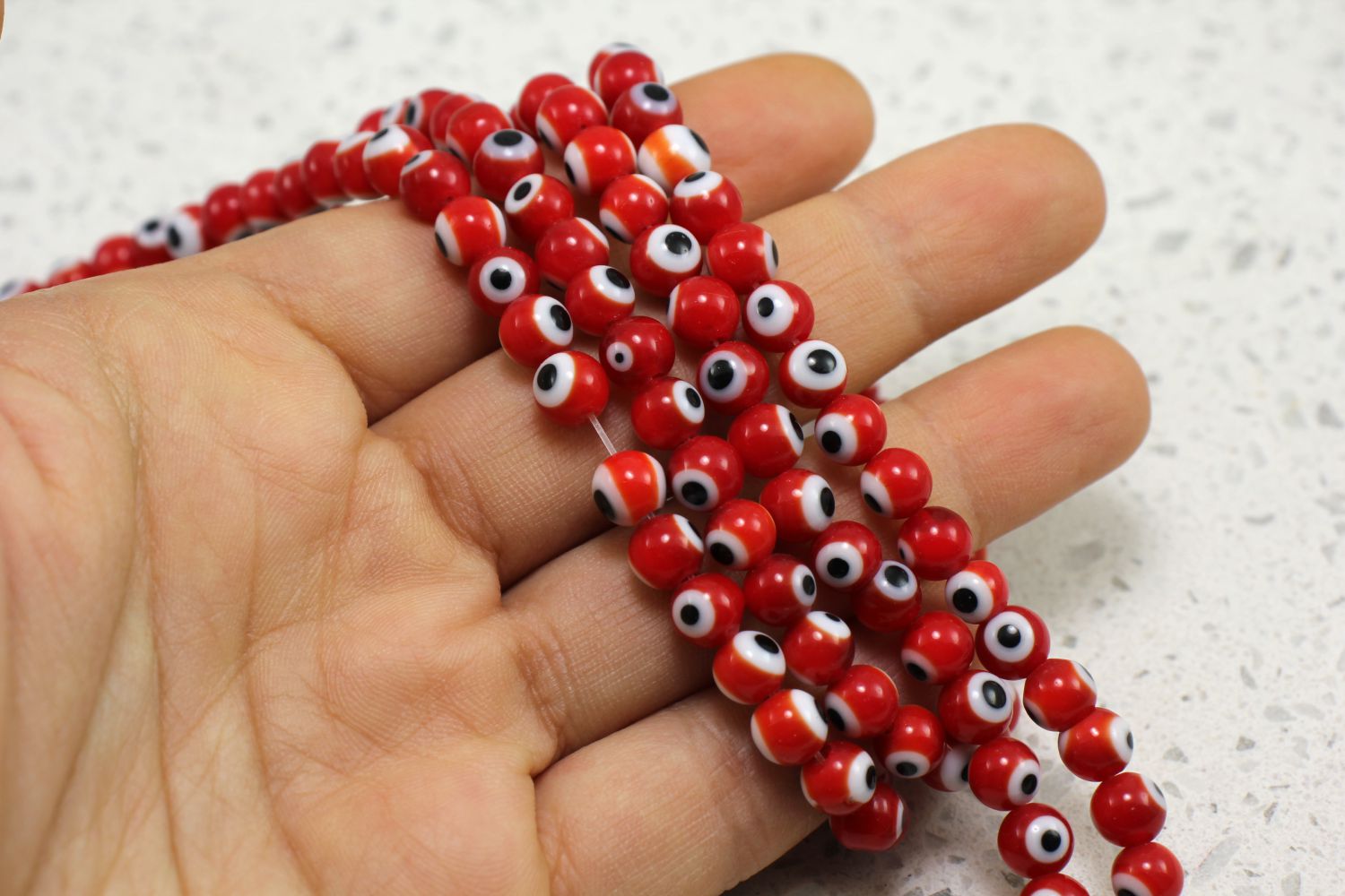 6mm Ball Round Red Glass Evil Eye Beads