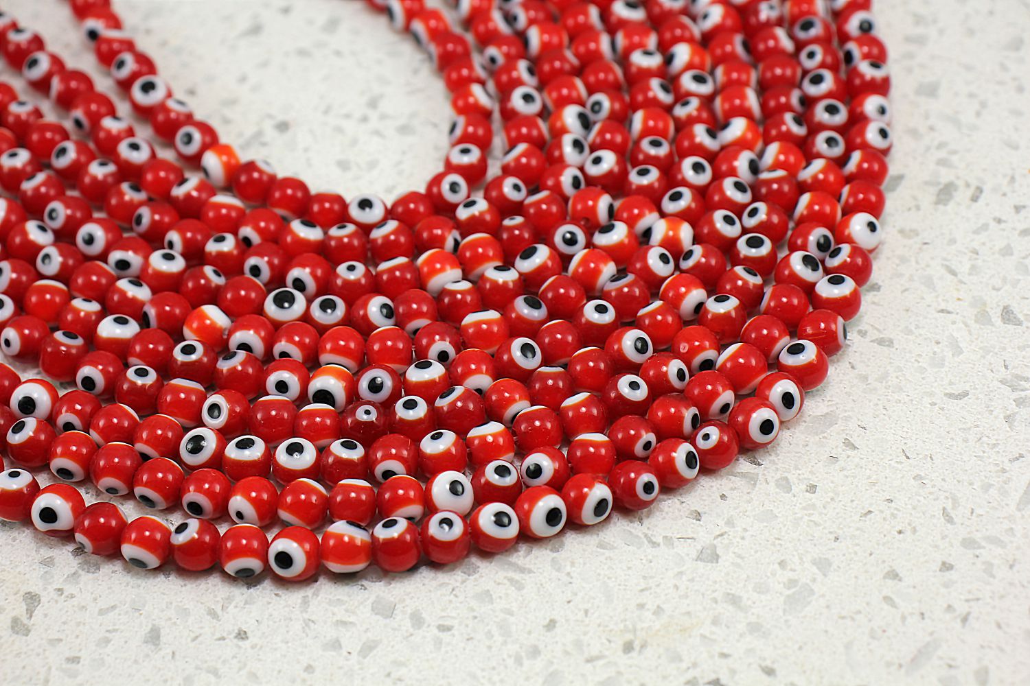 6mm Ball Round Red Glass Evil Eye Beads