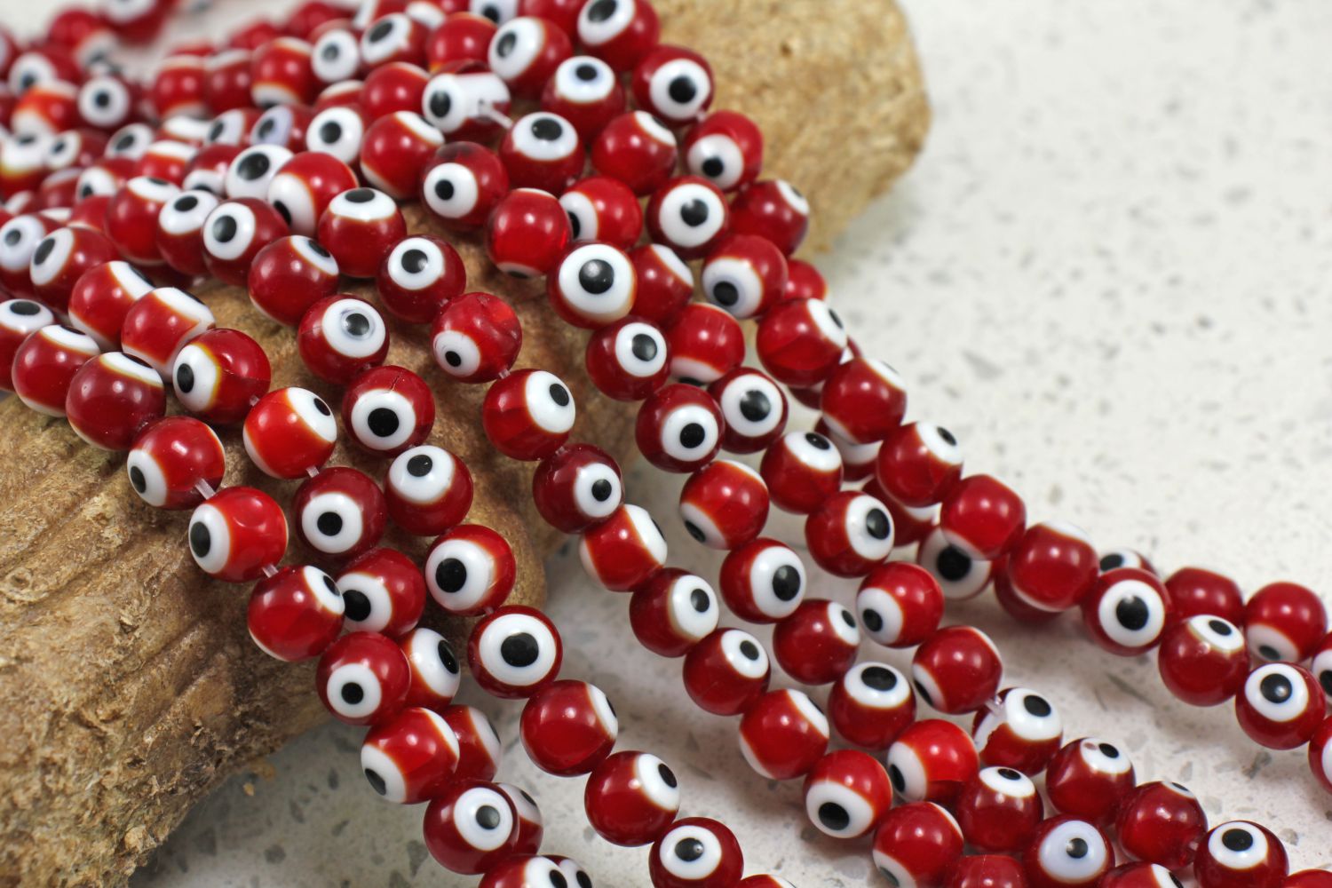 8mm Red Evil Eye Beads / GBBE08-4