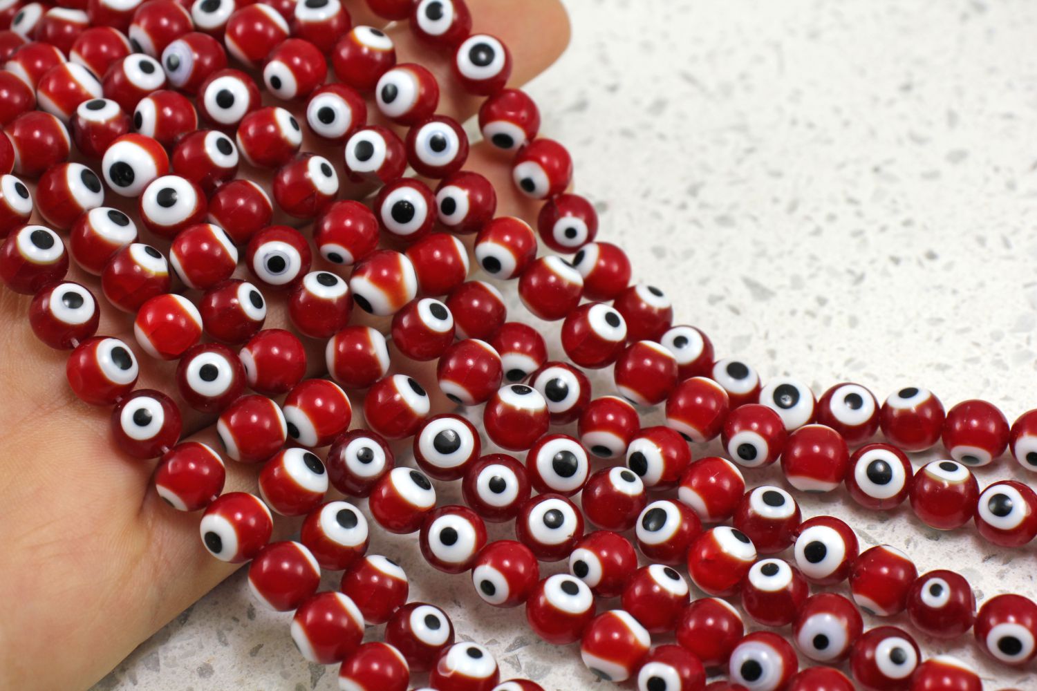 8mm Red Evil Eye Beads / GBBE08-4