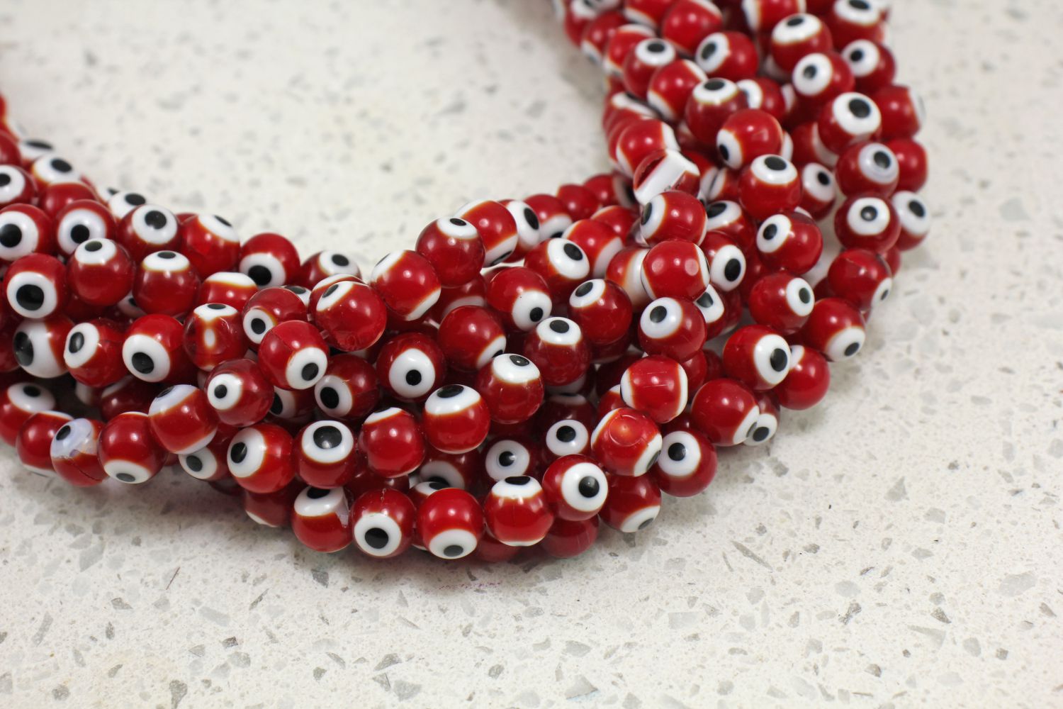 8mm Red Evil Eye Beads / GBBE08-4