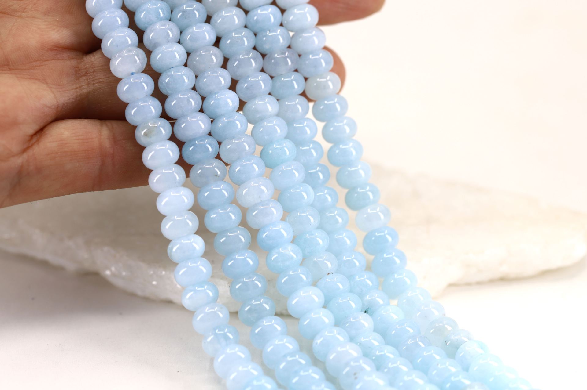 5x8mm Aquamarine Rondelle Beads