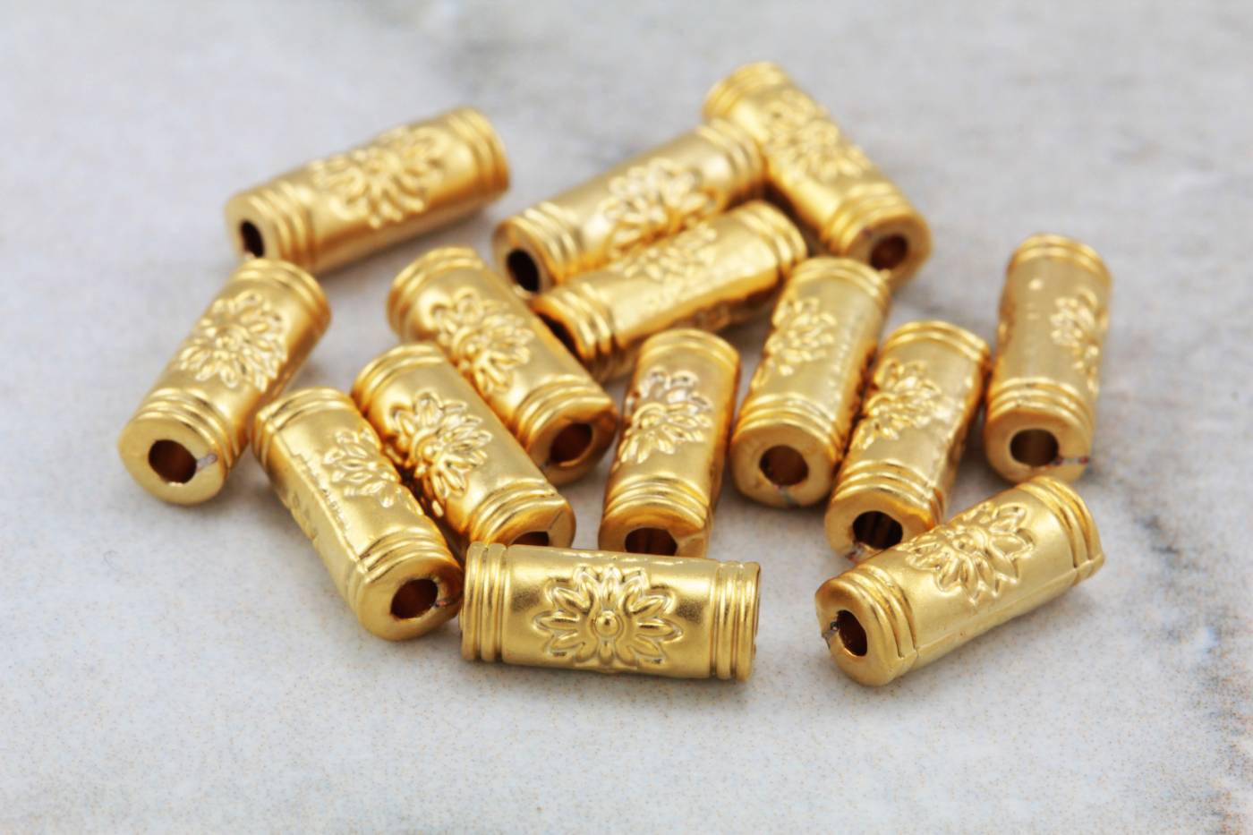 17mm 24K Gold Coated Ceramic Tube Beads - Gold - 10 or 30 – funkyprettybeads