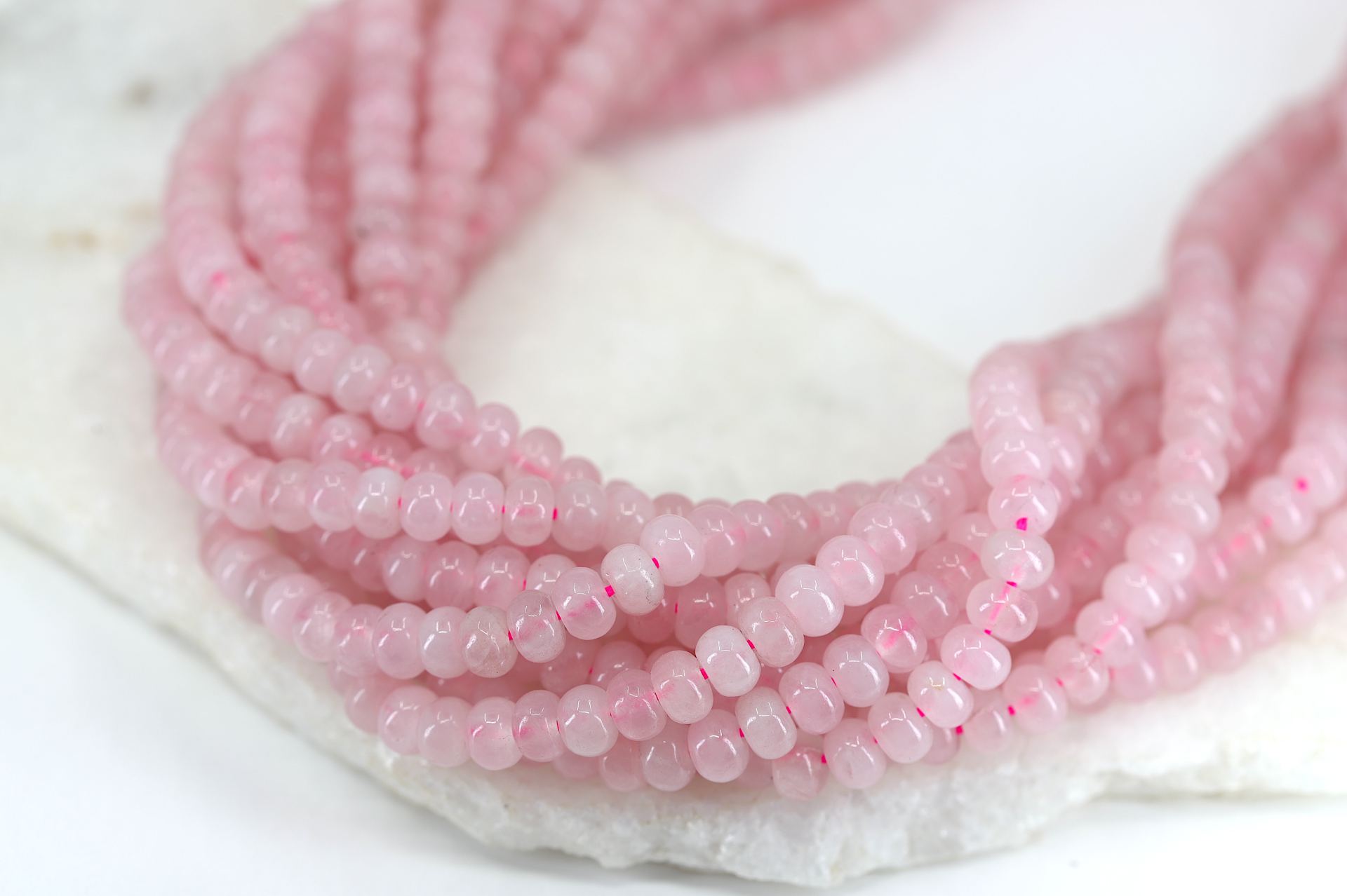 rondelle-pink quartz-beads