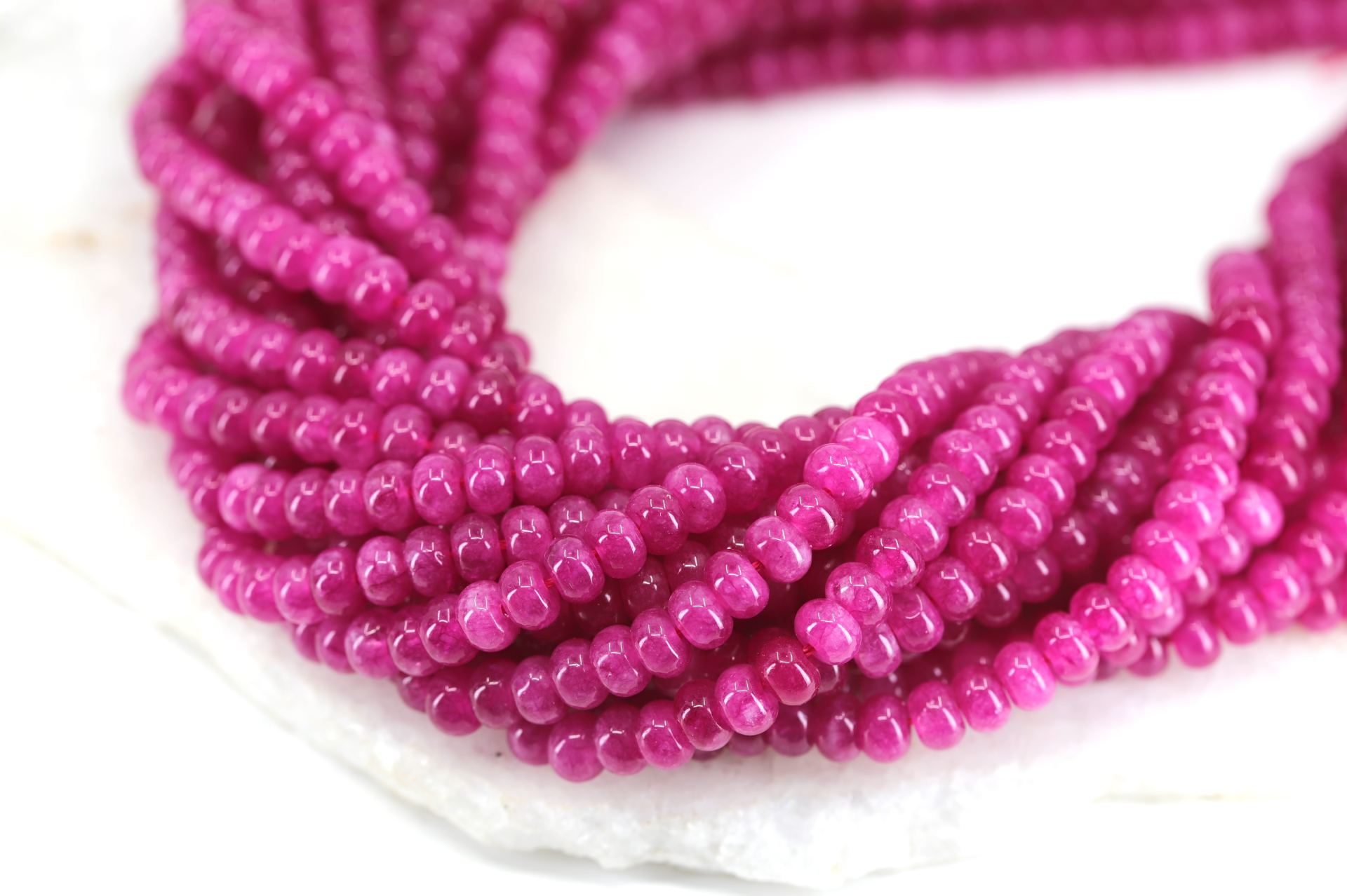 rondelle-fuchsia jade-beads