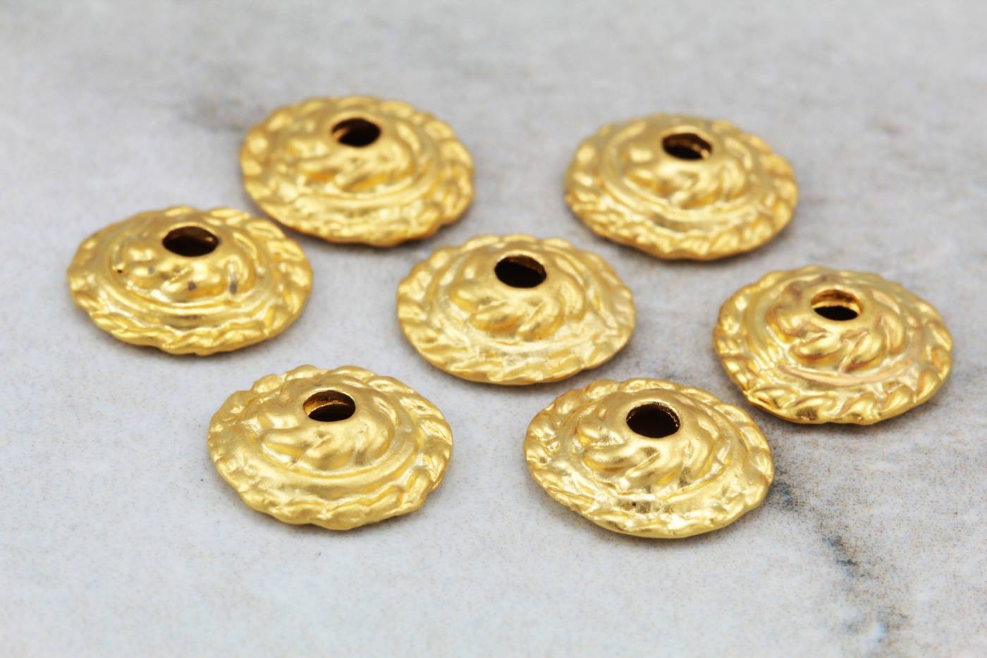 tiny-gold-plate-metal-bead-cap-findings