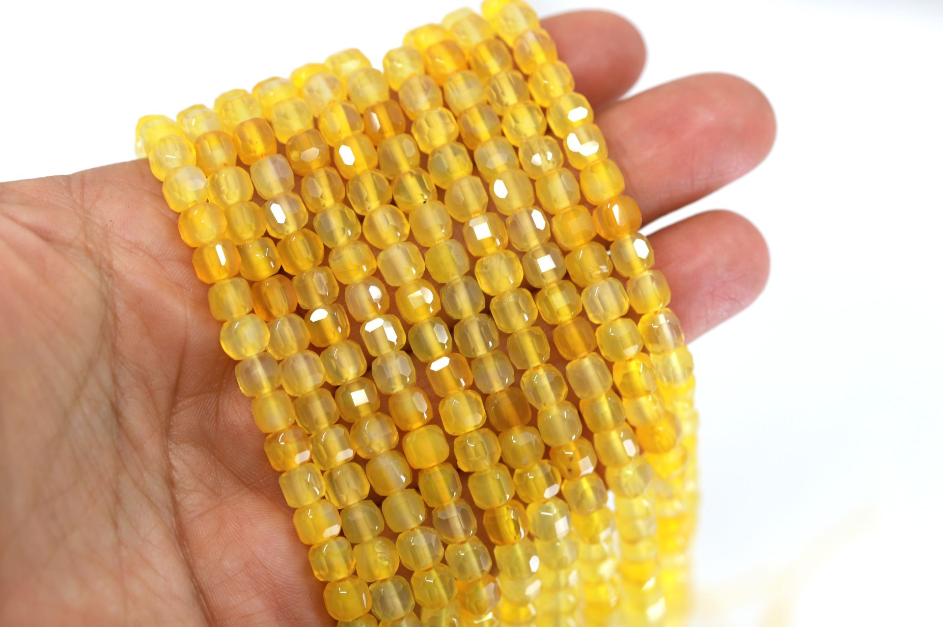 6x6mm-cube-faceted-yellow-agate-beads