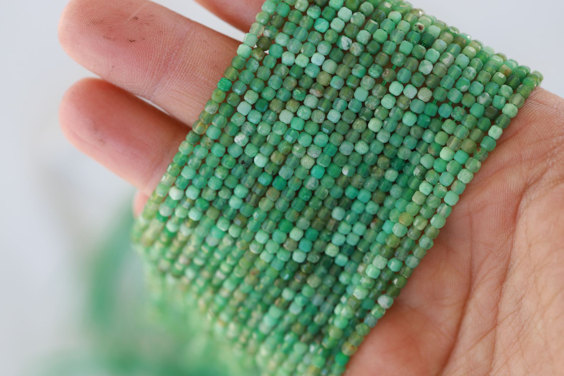 2mm-cube-faceted-green-chrysoprase-beads
