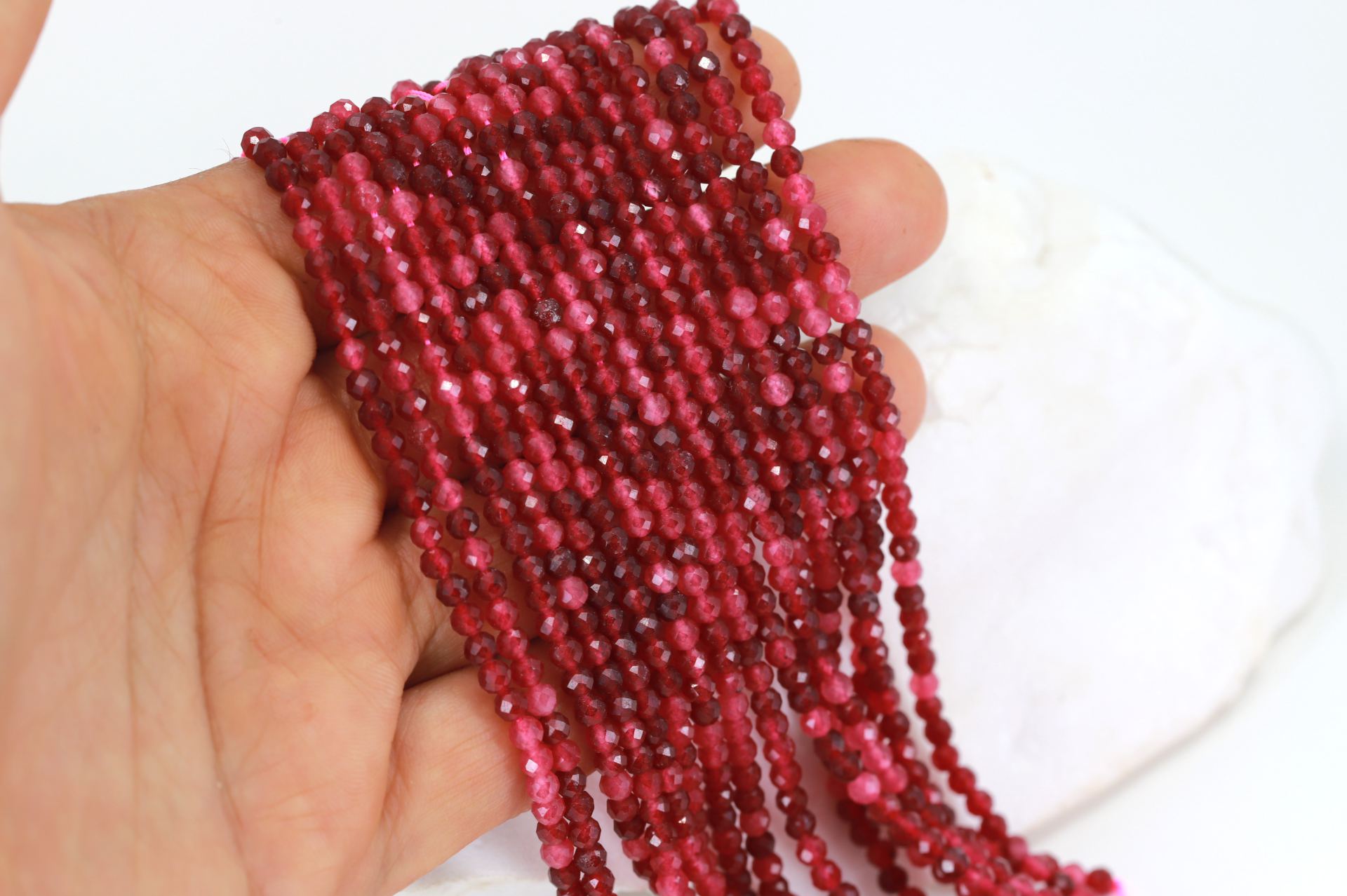 pink-tourmaline-3mm-round-faceted-beads