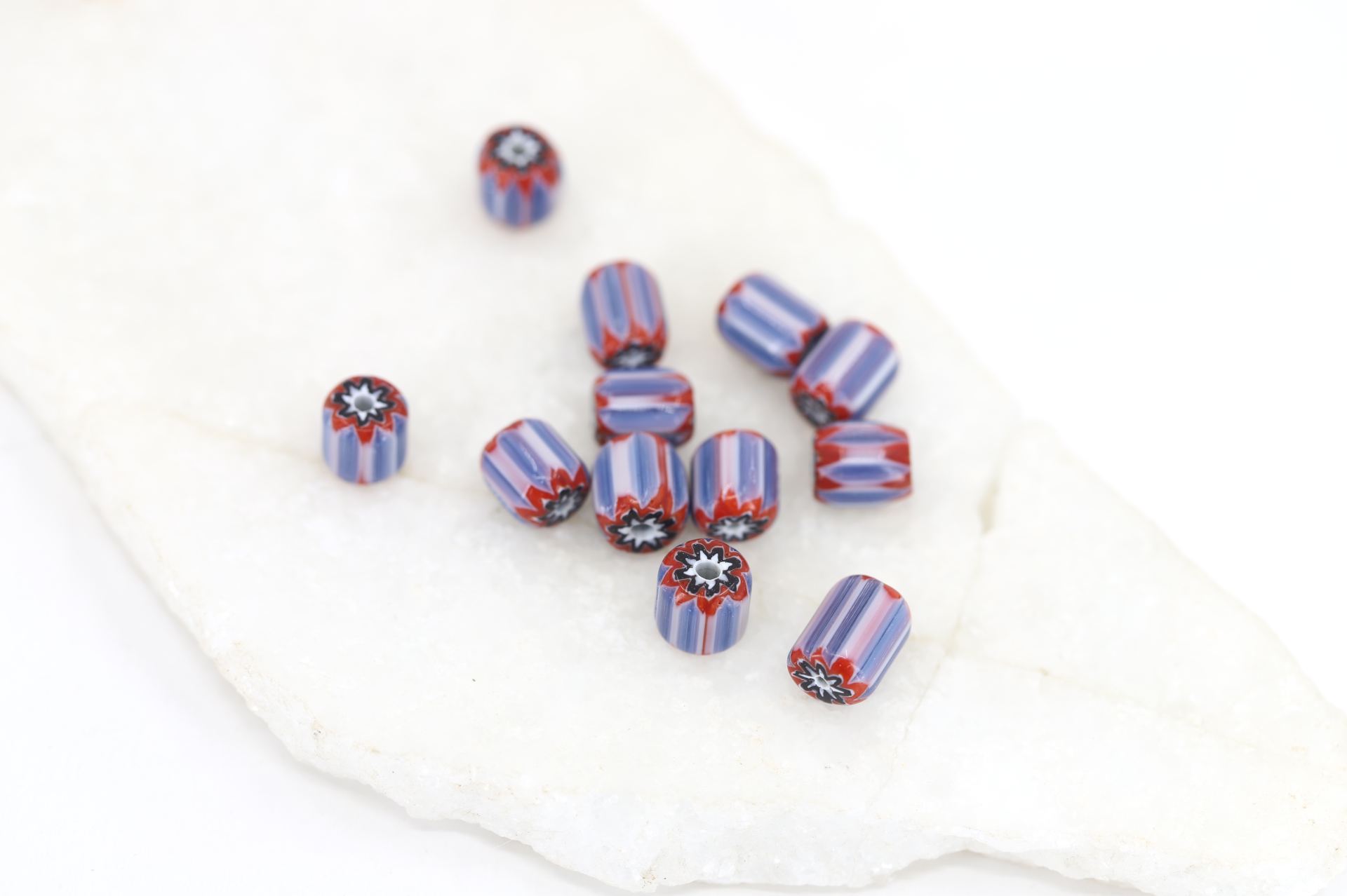 8mm-blue-red-chevron-lampwork-beads