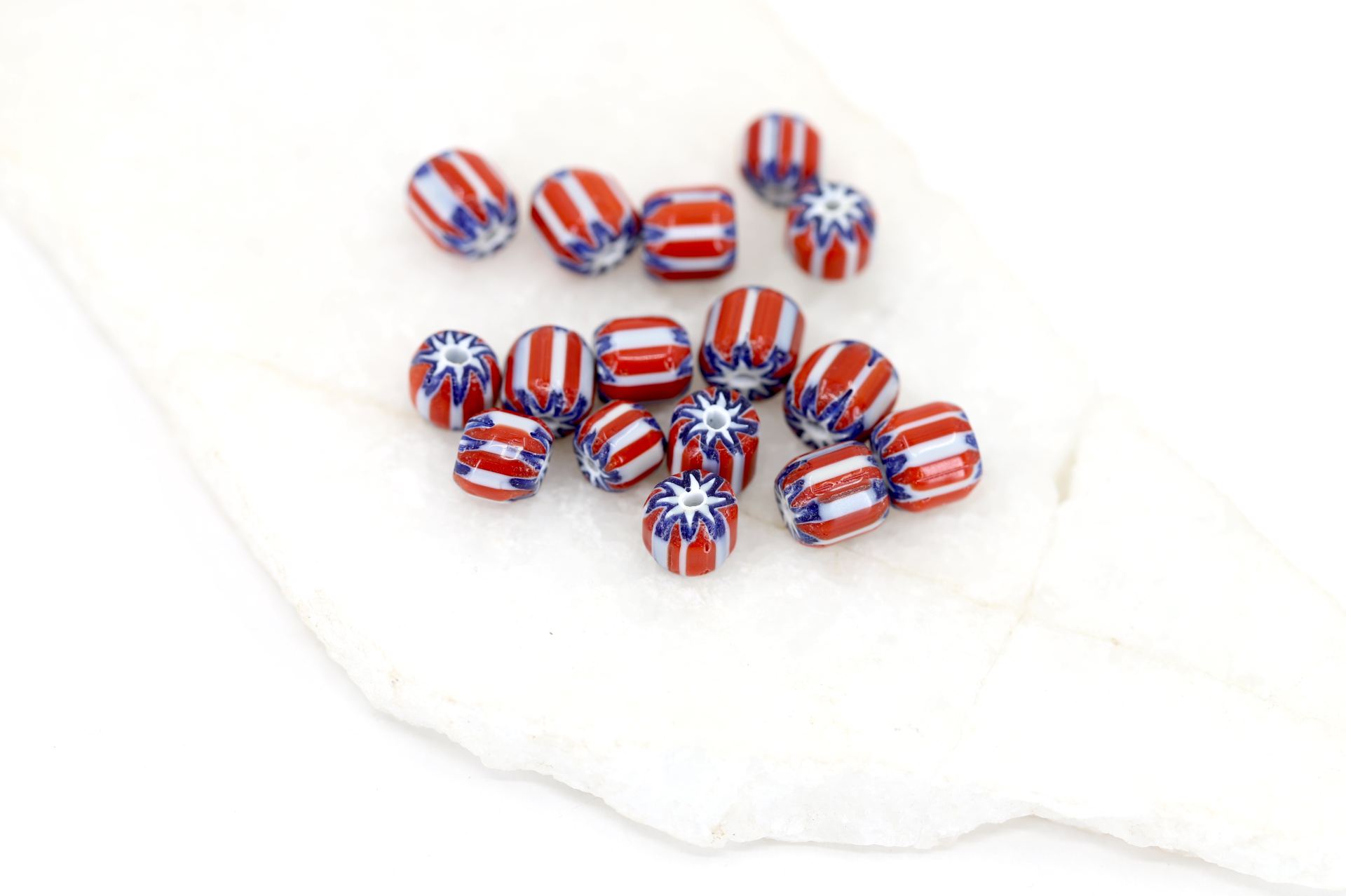 8mm-red-chevron-lampwork-beads