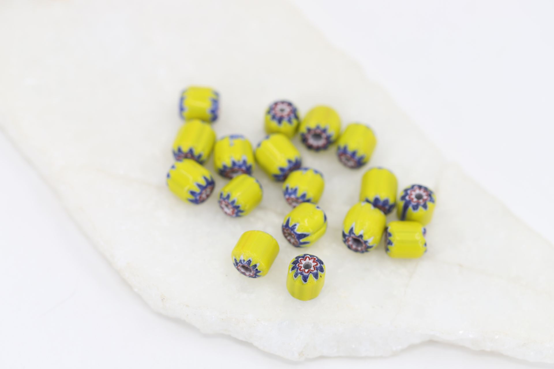 8mm-yellow-chevron-lampwork-beads