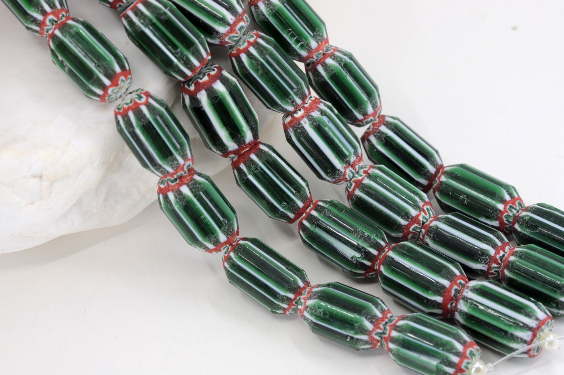 22mm-green-chevron-lampwork-beads