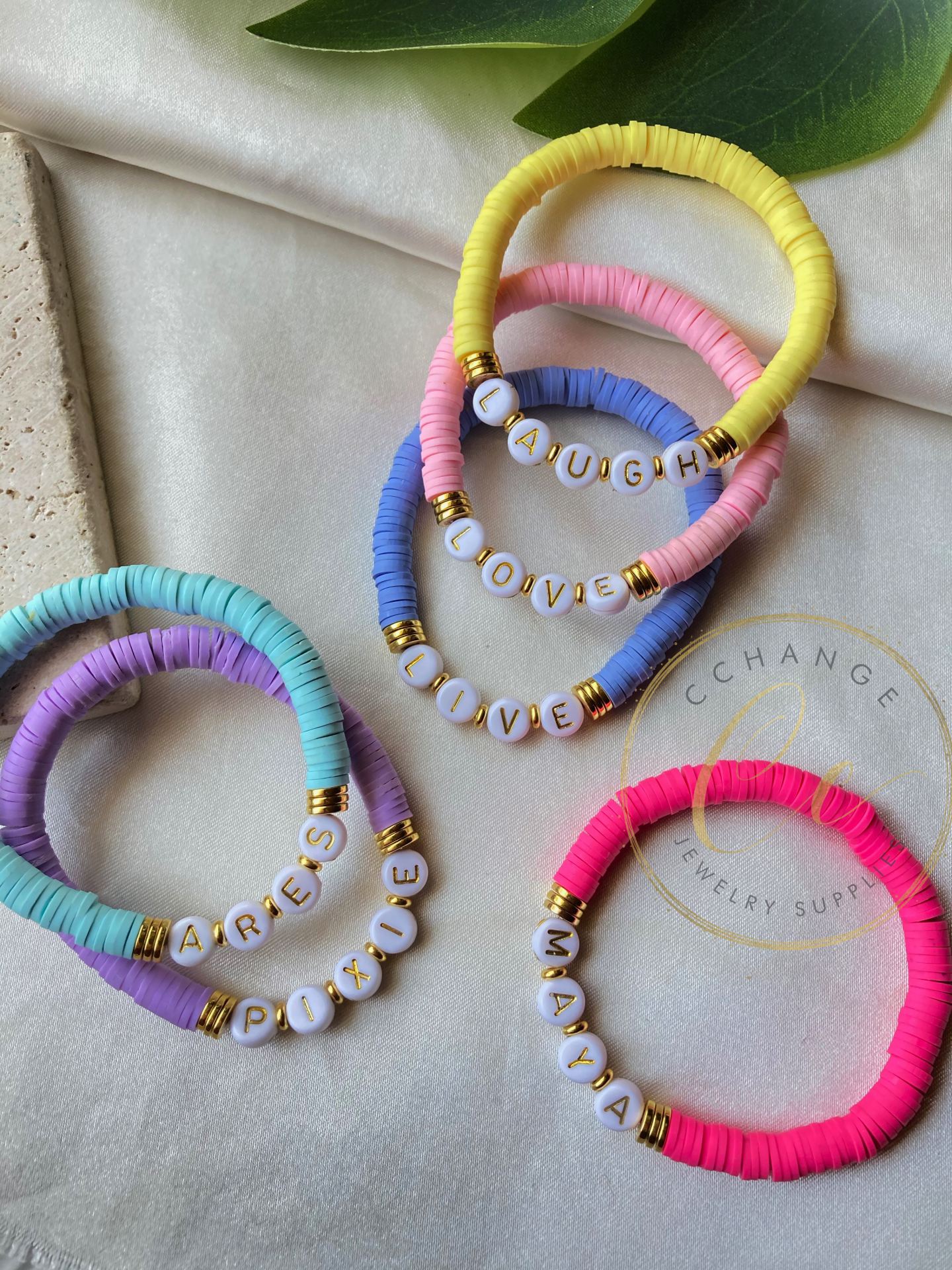 polymer-clay-colorful-initial-charm-brac