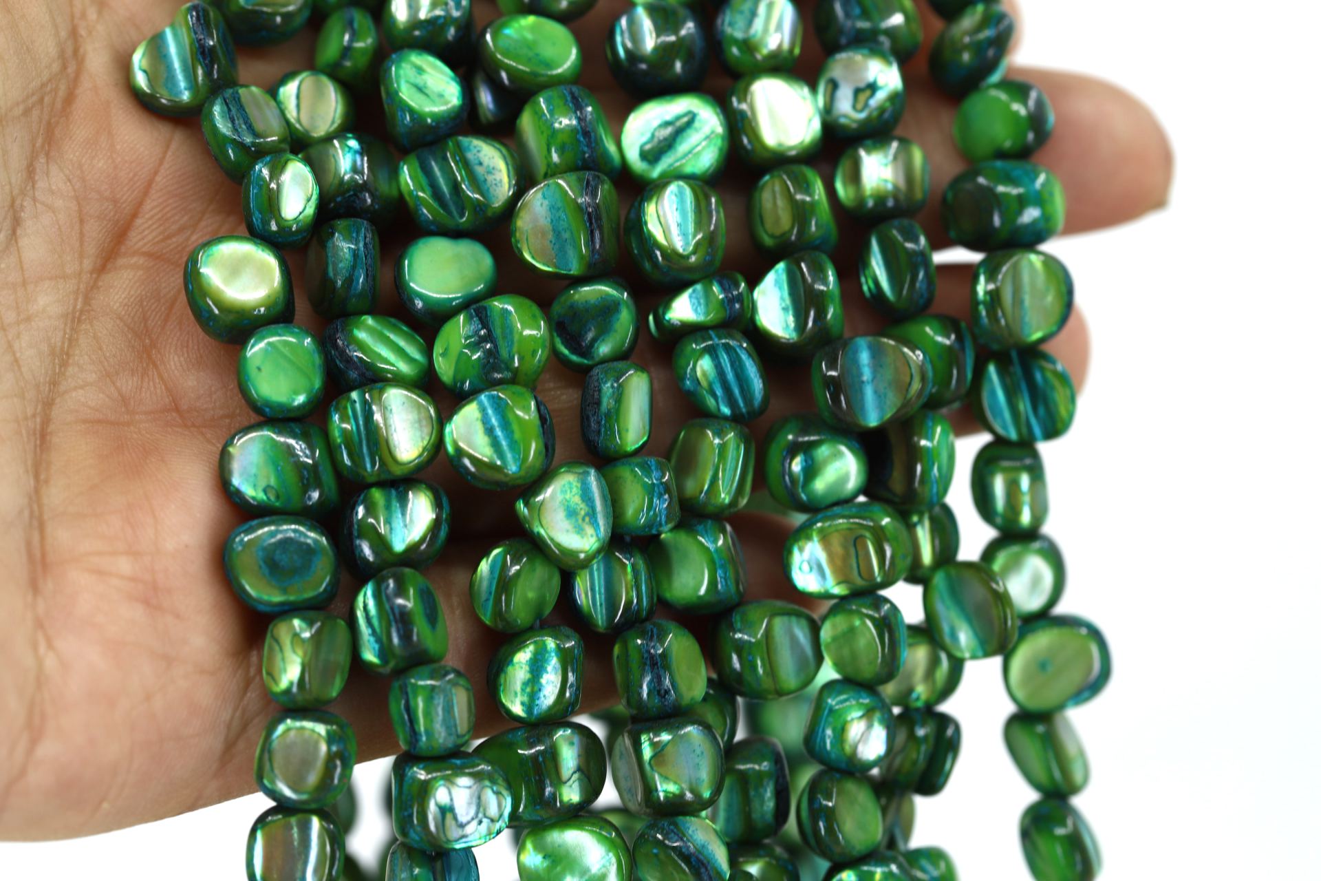 8mm-green-asymmetric-shell-beads-strand