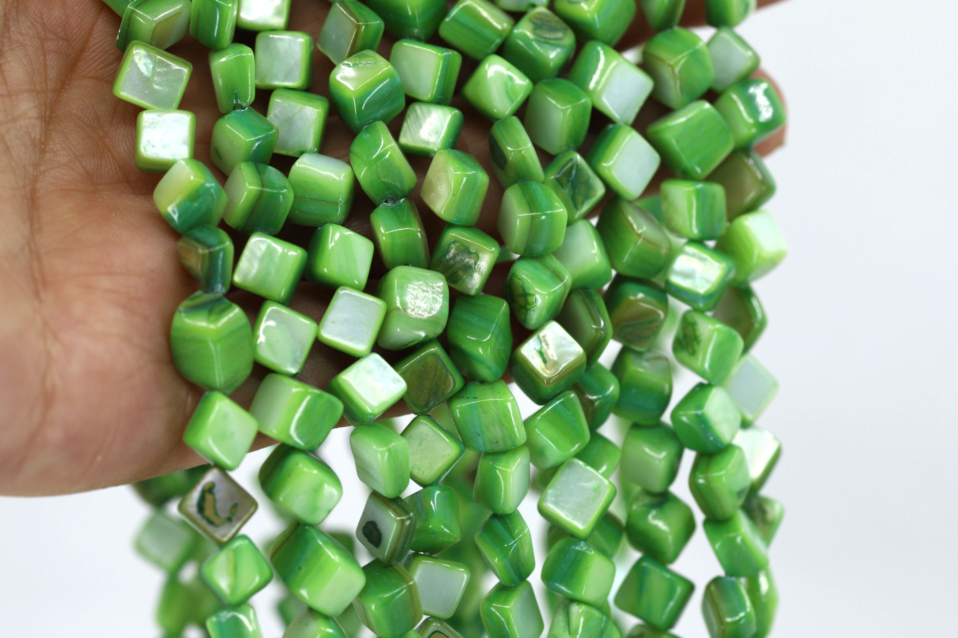 8mm-green-pyramid-shell-beads-strand