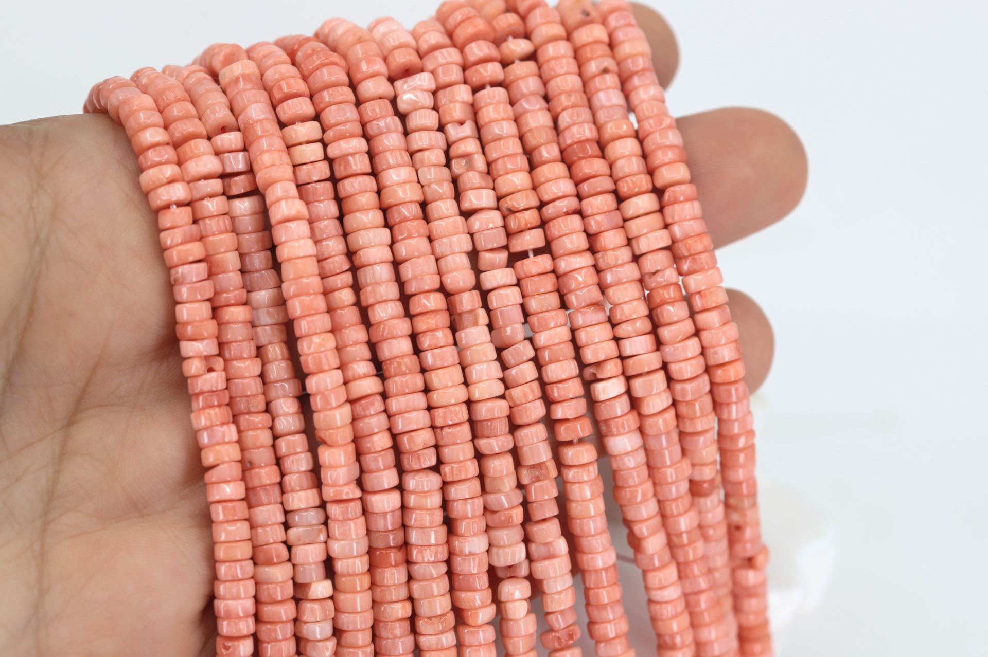 rondelle-heishi-disc-coral-beads-strand
