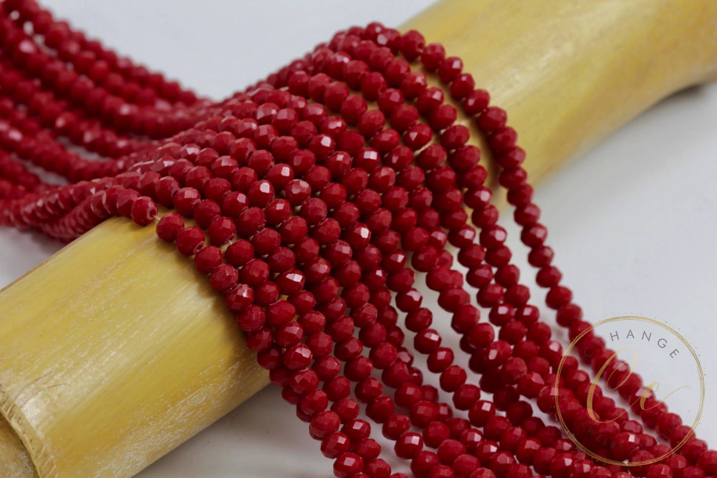 4mm Dark Red Crystal Beads, Faceted Rondelle Crystal Glass Beads