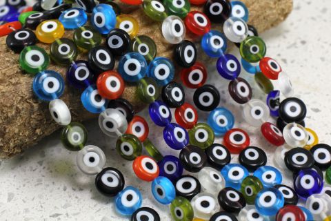 Glass Round Evil Eye Beads - 4mm, 6mm, 8mm, 10mm, 12mm